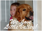 Child & Dog with the text "We Love Little Valley!"